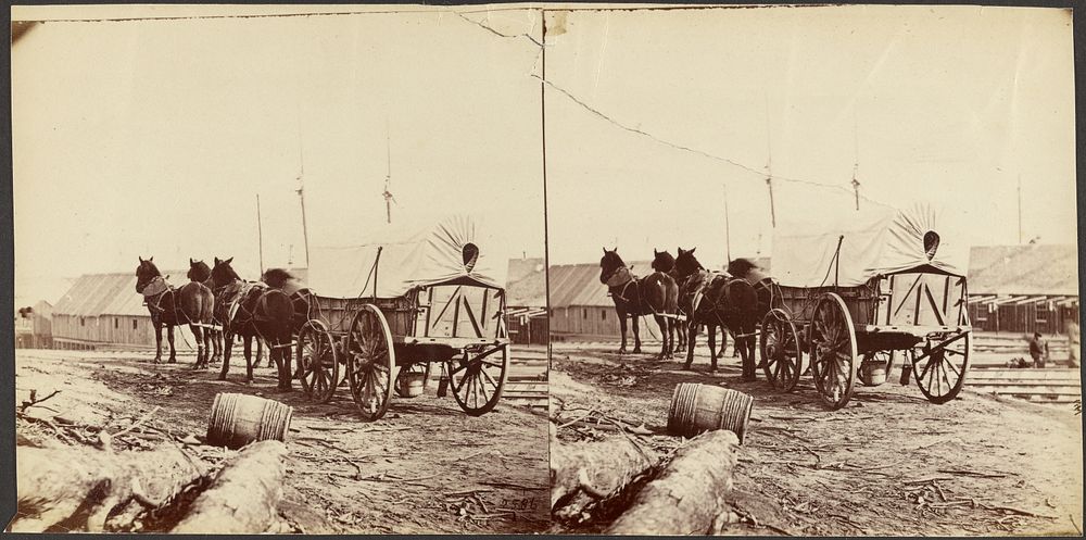 Army wagon going to commissary depot, City Point, for supplies by Mathew B Brady
