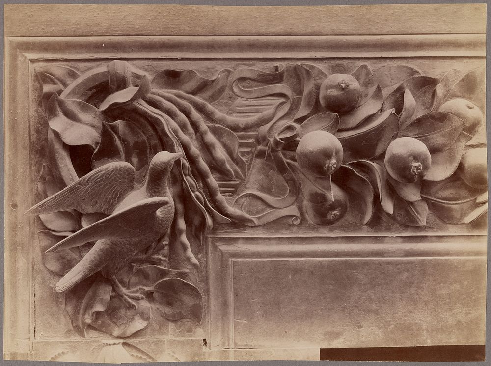 Detail of relief sculpture with bird