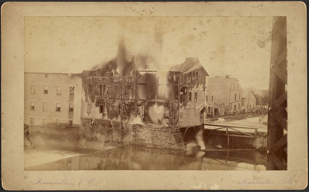 Building on fire, Kankakee, IL by Charles Knowlton