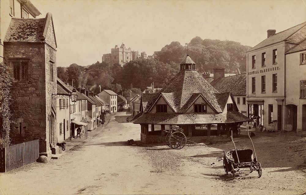 Dunster Market House and Castle by Francis Frith