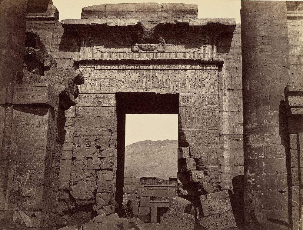 Details of the Gateway to the Temple, Medinet Habu by Félix Bonfils