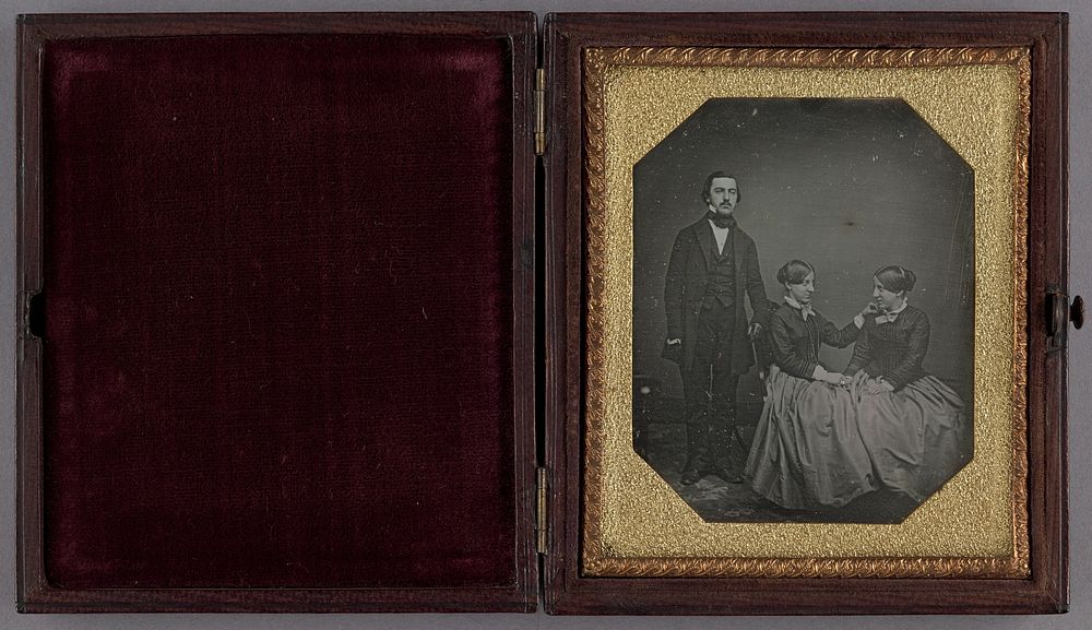 Copy Daguerreotype of a Man and Two Women