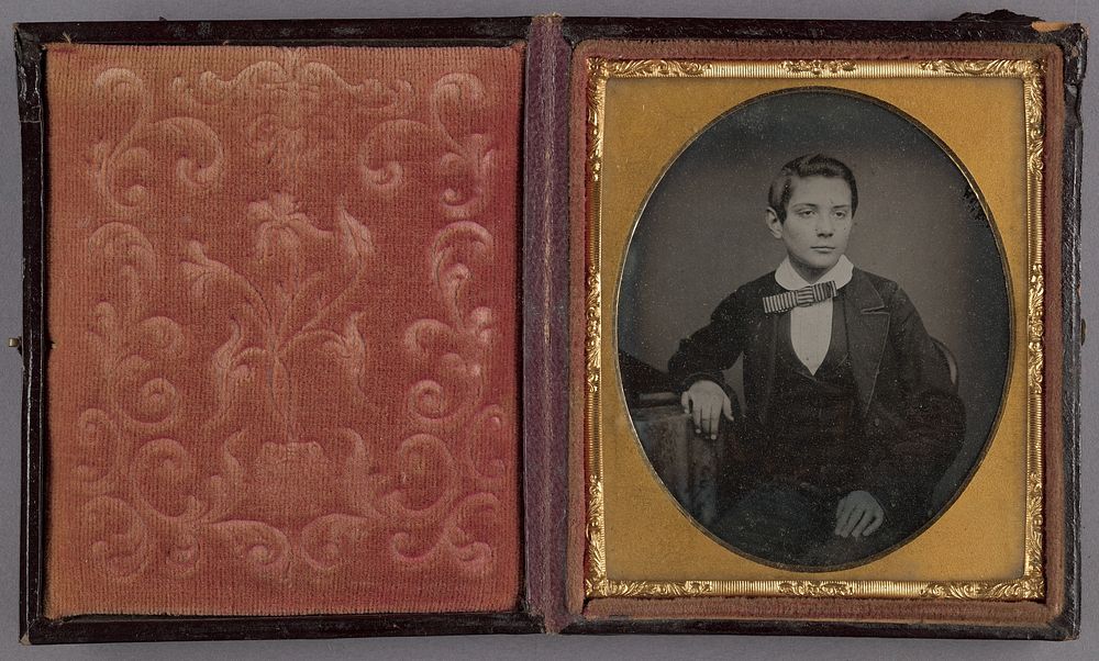 Portrait of a Seated Boy in Striped Bow Tie
