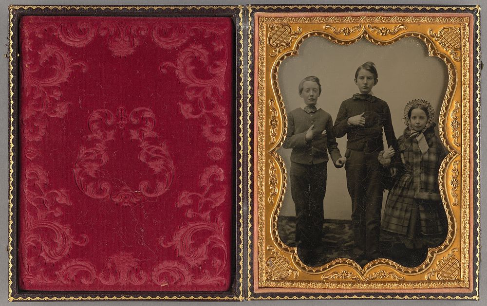 Portrait of three unidentified children