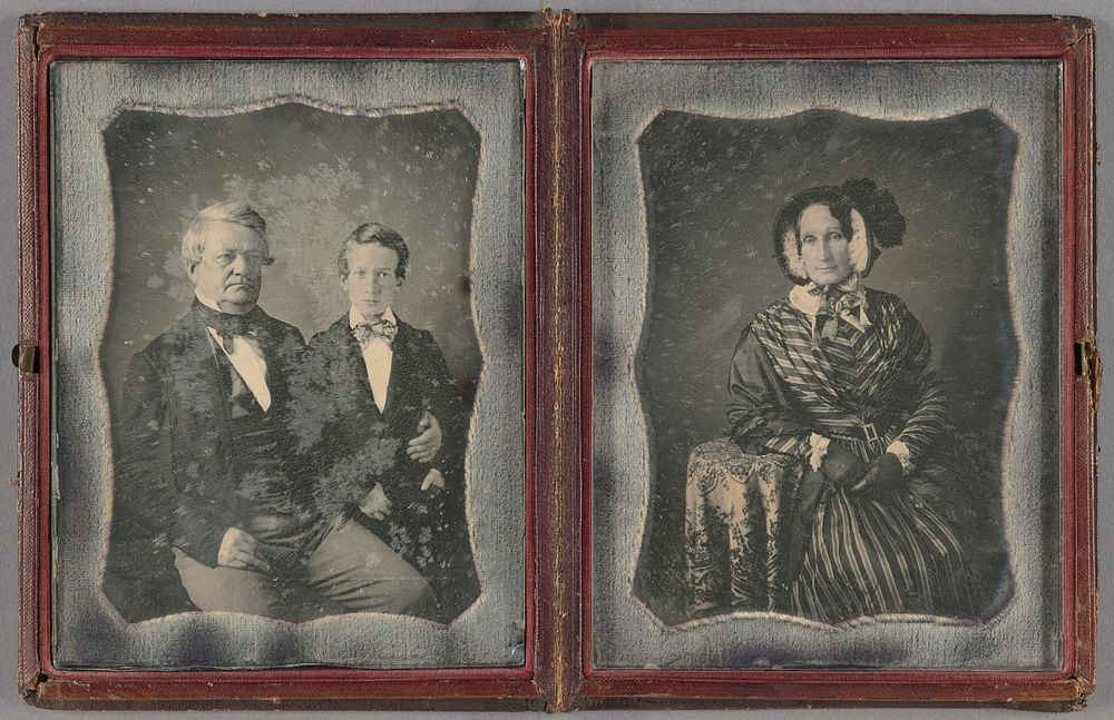 Two Daguerreotype portraits housed in one case: (1) Father and Son and (2) Mother