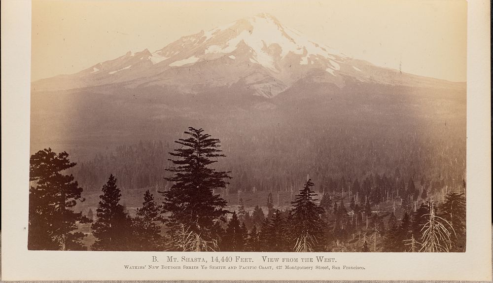 Mt. Shasta, 14,400 Feet. View from the West. by Carleton Watkins