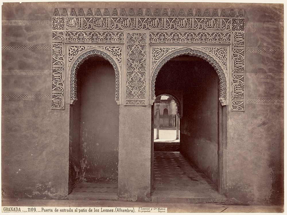 Puerta de entrada al patio de los leones, Alhambra, Granada by Juan Laurent