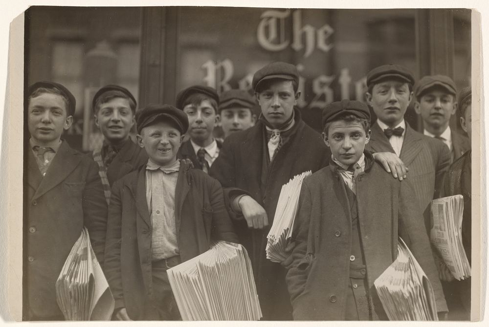 Newsboys (High School Route Boys), New Haven, Connecticut by Lewis W Hine