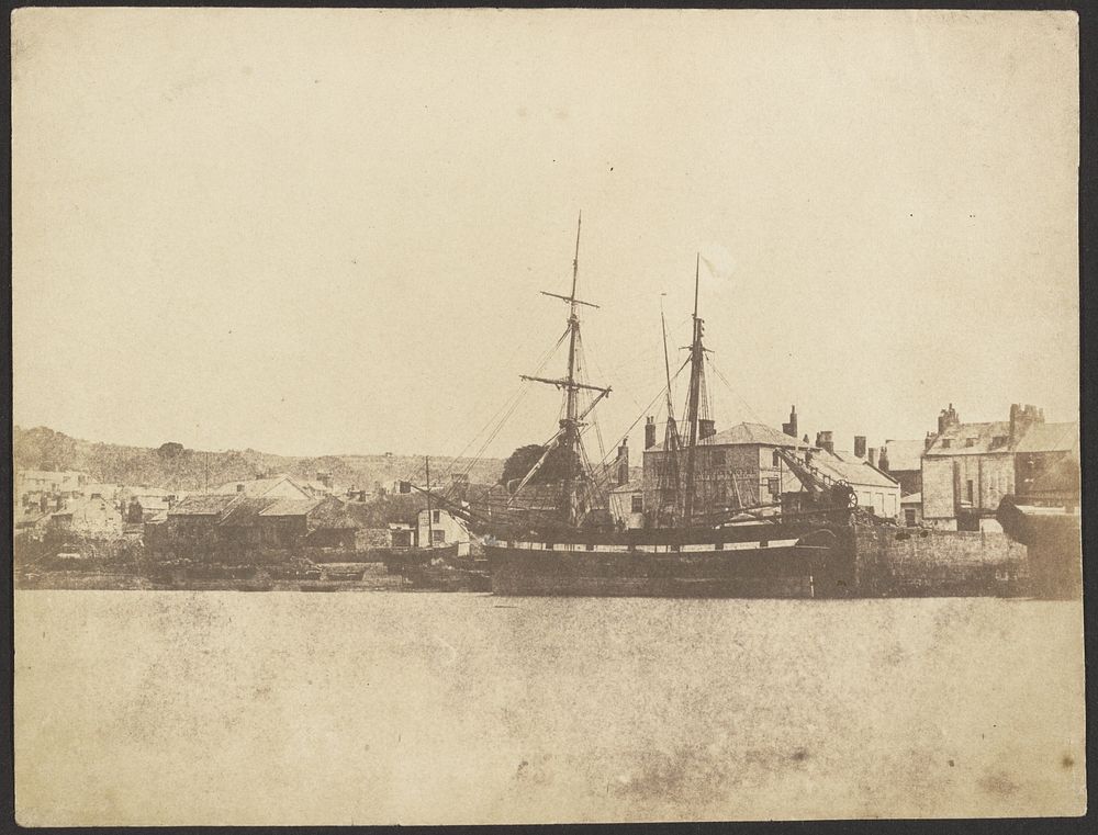 Ship with Two Masts in front of a Small Town
