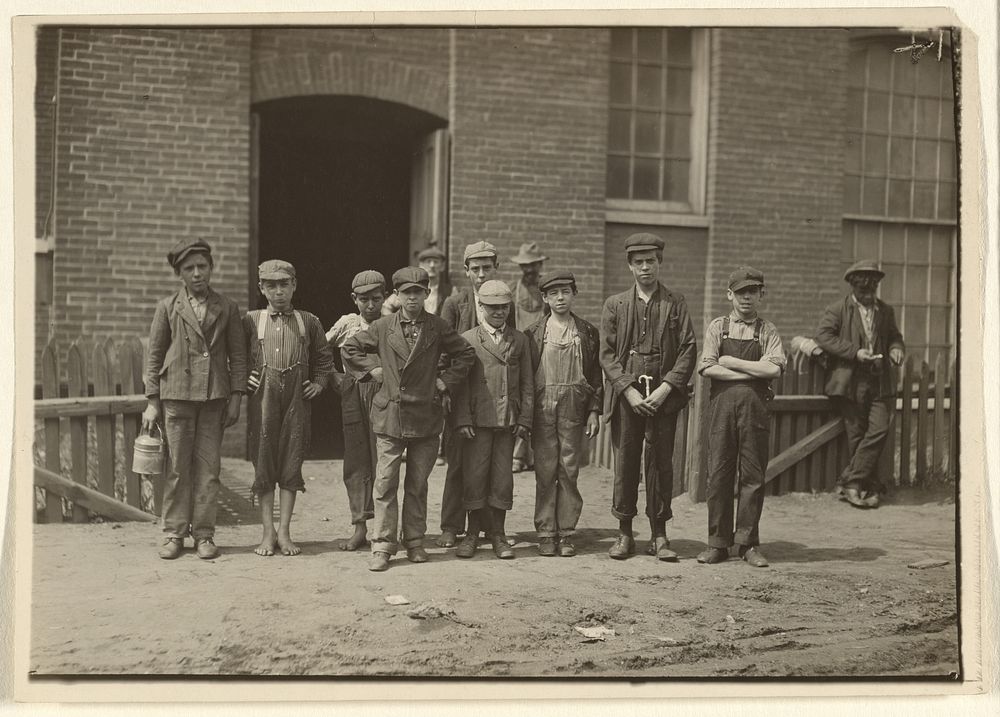Mill Workers Outside Mill, Massachusetts by Lewis W Hine