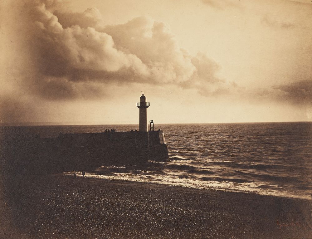 Lighthouse and Jetty, le Havre by Gustave Le Gray