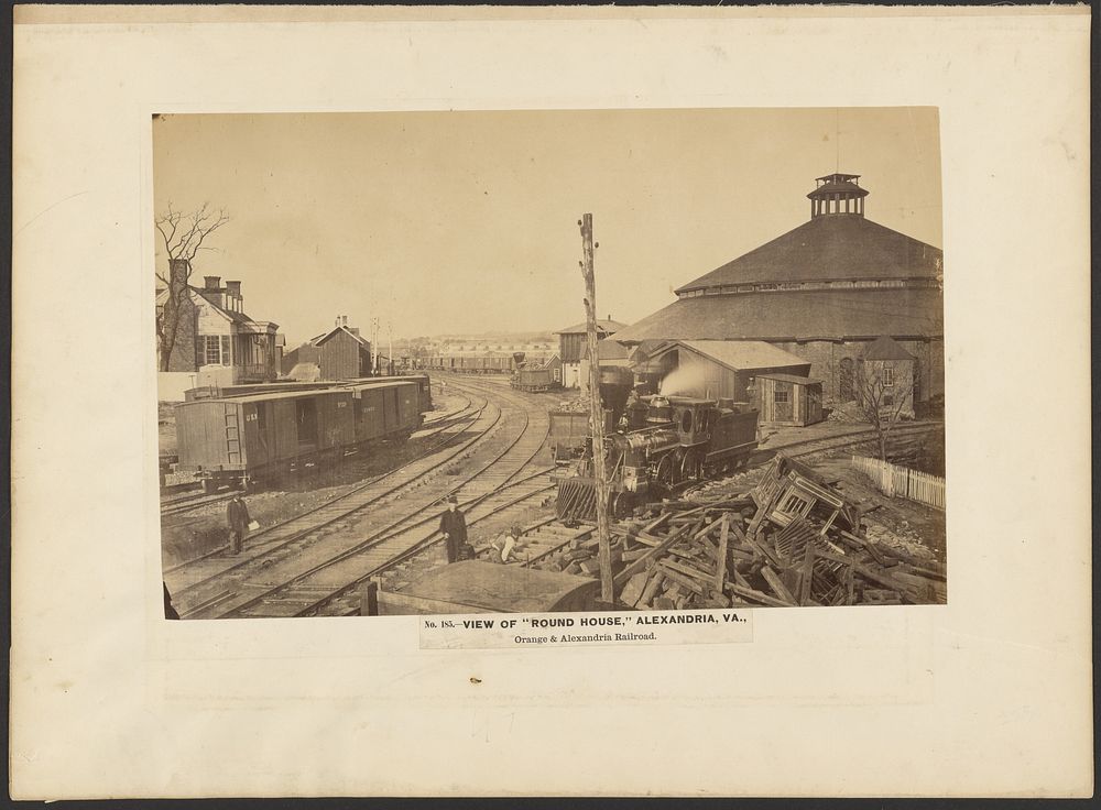 No. 185. View of Round House, Alexandria, Va. Alexandria & Orange Railroad. by A J Russell