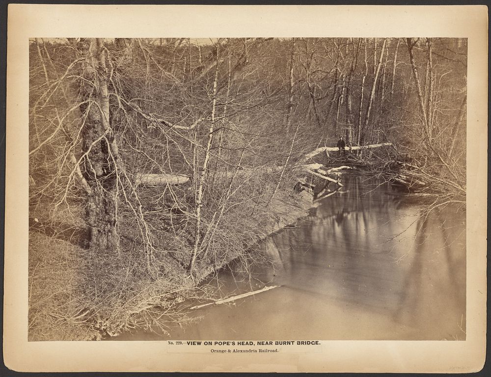 No. 229. View on Pope's Head, Near Burnt Bridge. Orange & Alexandria Railroad. by A J Russell