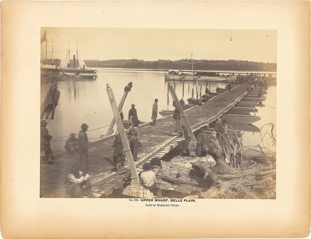 No. 189. Upper Wharf, Belle Plain. Laid by Engineer Corps. by A J Russell