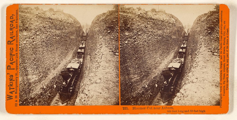 Bloomer Cut near Auburn, 800 feet long and 63 feet high. by Alfred A Hart and Carleton Watkins