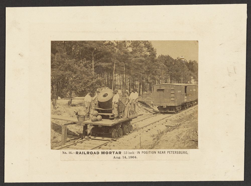 Railroad Mortar (13 inch) in Position near Petersburg by Timothy H O Sullivan