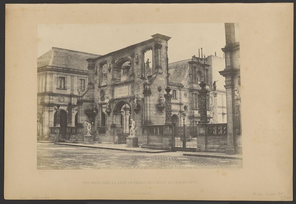 Vue Prise dans la Cour du Palais de l'École des Beaux-Arts. L'Arc de Gaillon. by Charles Marville and Louis Désiré Blanquart…