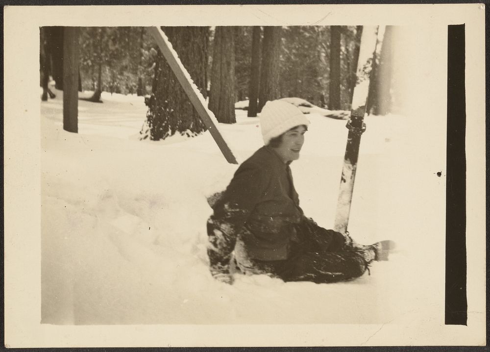 Woman Sitting in Snow by Louis Fleckenstein