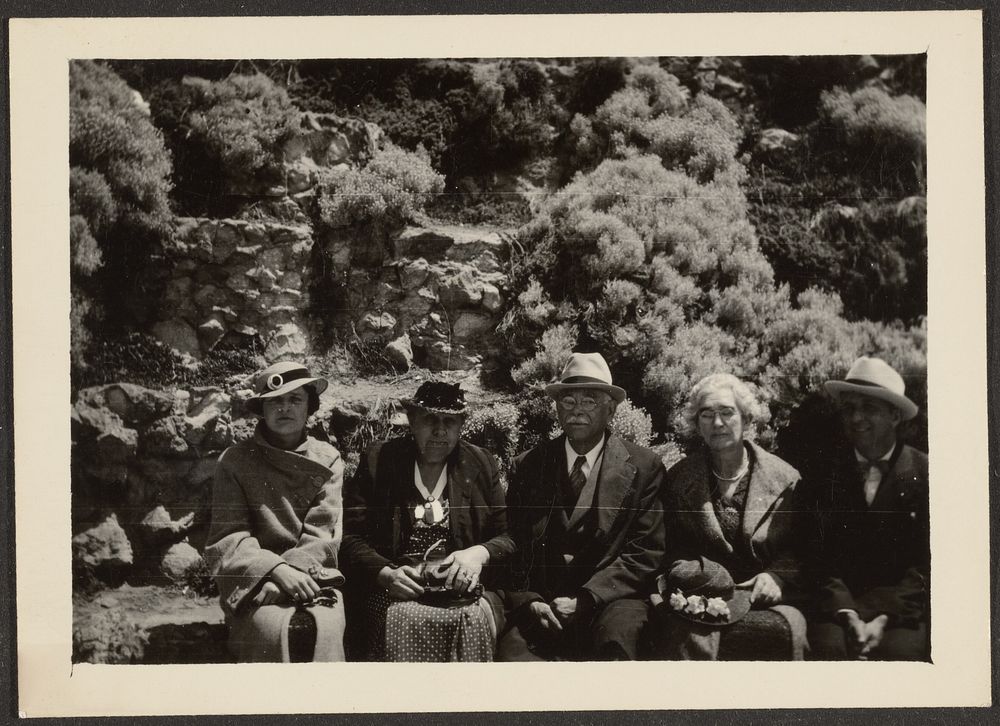 Fleckenstein and Wife with Others on Park Bench by Louis Fleckenstein