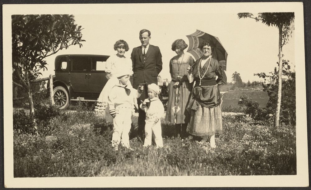 Portrait of Florence's Family Outside with Car by Louis Fleckenstein