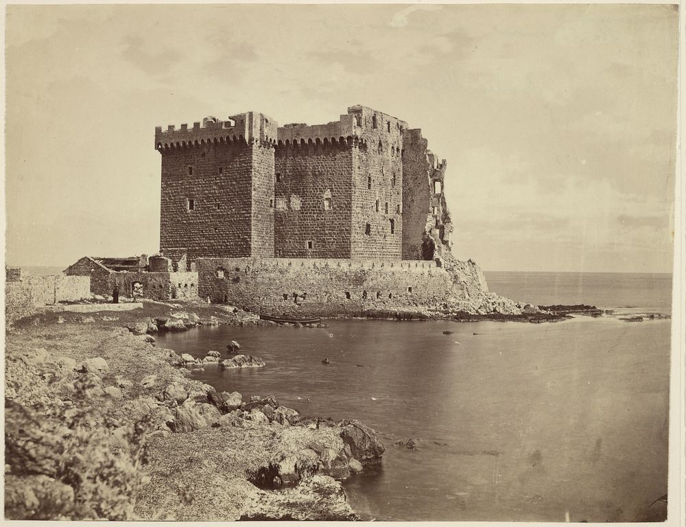 The Castle on the Island of Saint-Honorat, near Cannes] / [Le château de île Saint-Honorat, près de Cannes by Charles Nègre