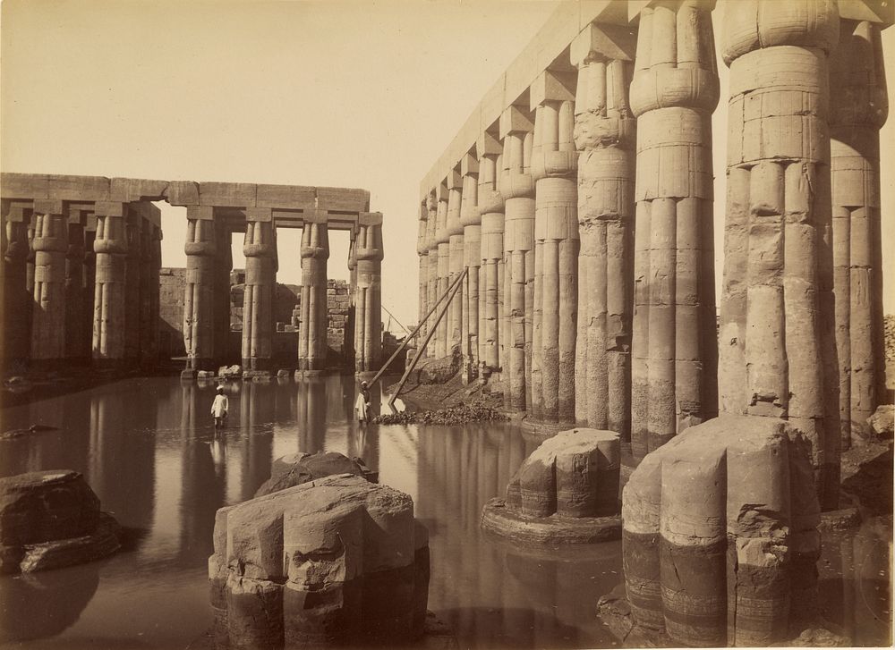 The Flooded Courtyard of Amenhotep III in the Luxor Temple by Antonio Beato