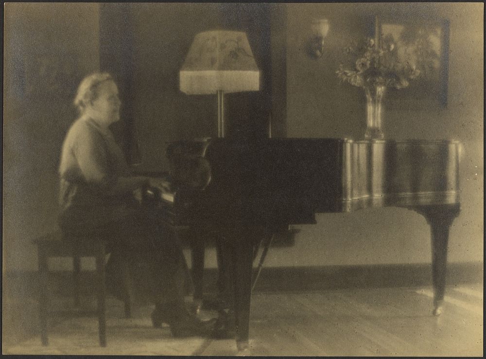 Portrait of a Woman Seated at the Piano by Louis Fleckenstein