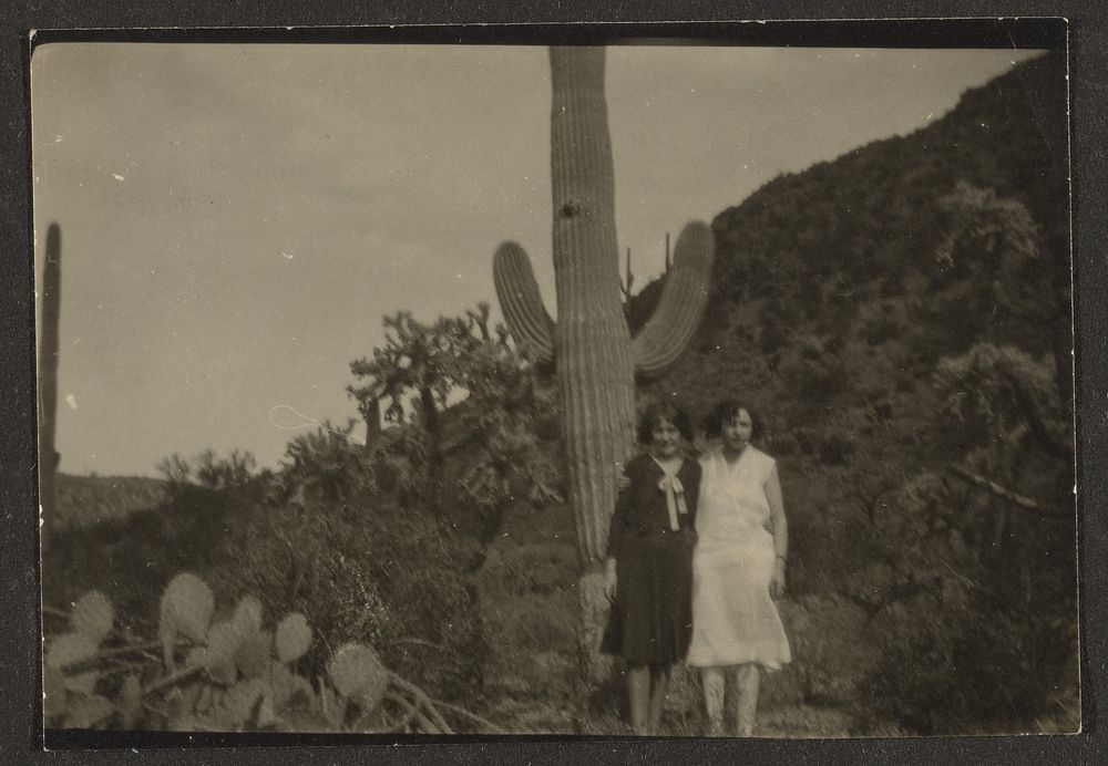 Two Women in front of Cactus by Louis Fleckenstein