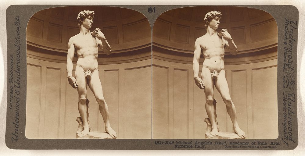Michael Angelo's David, Academy of Fine Arts, Florence, Italy. by Underwood and Underwood