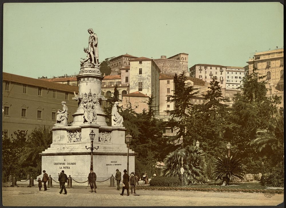 Columbus Monument, Genoa, Italy by P Z and Detroit Publishing Co