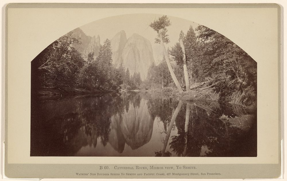 B 60. Cathedral Rocks, Mirror View, Yo Semite. by Carleton Watkins