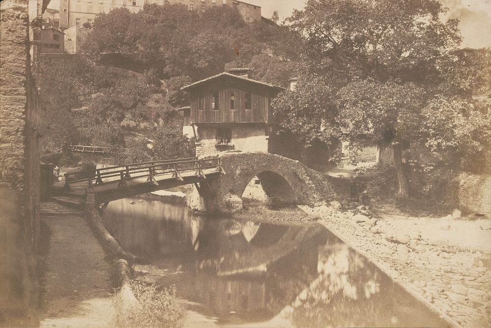 Landscape with Stream, Stone and Wooden Bridge by Édouard Baldus