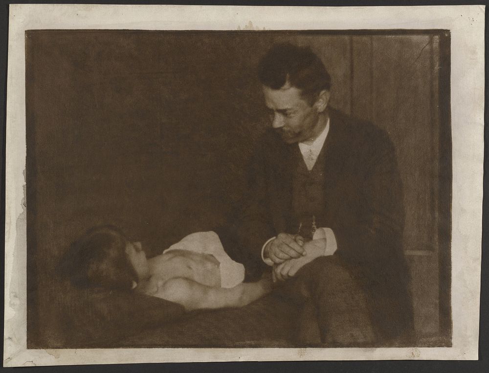 Man Seated Beside Supine Child by Heinrich Kühn