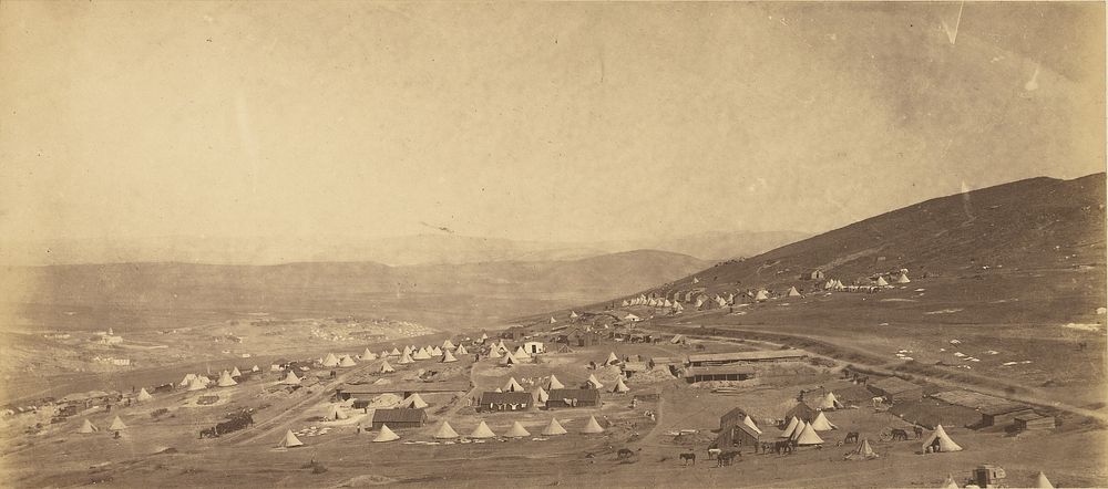 Camp of the 4th Light Dragoons, Officers Quarters. by Roger Fenton