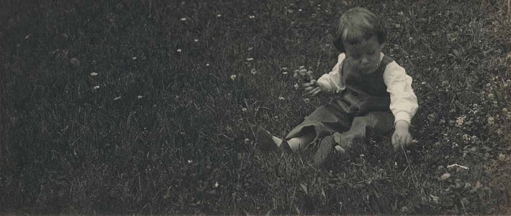 Charles O'Malley Sitting in the Grass Picking Flowers by Gertrude Käsebier
