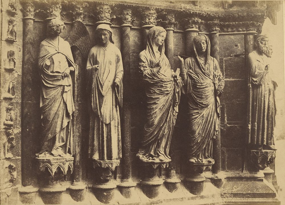 Cathédrale de Reims. Figures du Grand Portail. by Charles Marville and Louis Désiré Blanquart Evrard