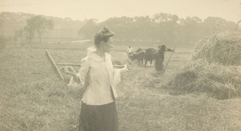 Gertrude O'Malley in Field with Rake by Gertrude Käsebier