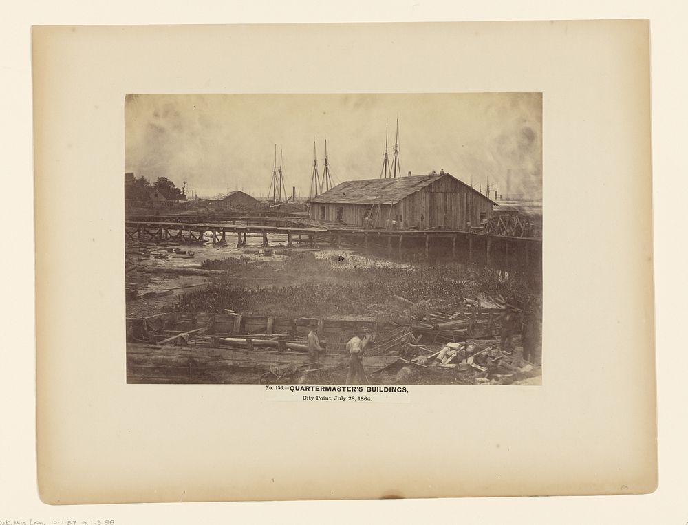 No. 156. Quartermaster's Buildings, City Point, July 28, 1864. by A J Russell