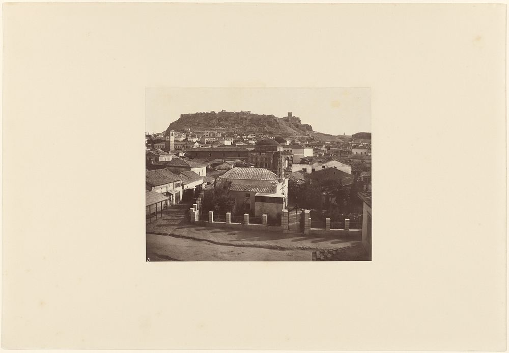View of the Acropolis from the north, with the Turkish town at the foot of the hill. by William J Stillman