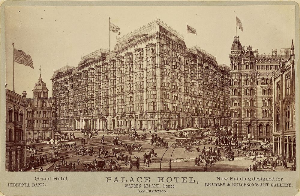 Palace Hotel, San Francisco. New Building designed for Bradley and Rulofson Gallery.