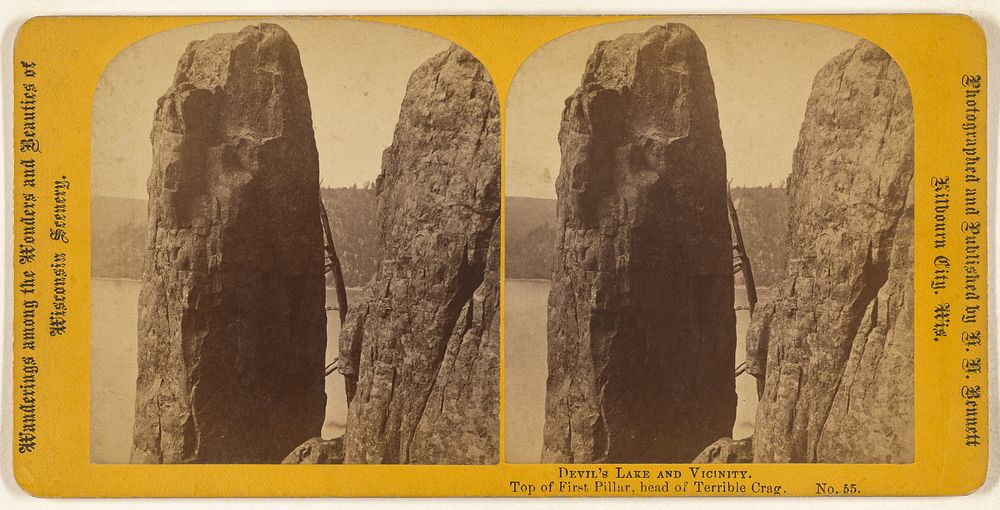 Top of First Pillar, head of Terrible Crag. [Devil's Lake, Wisconsin] by Henry Hamilton Bennett