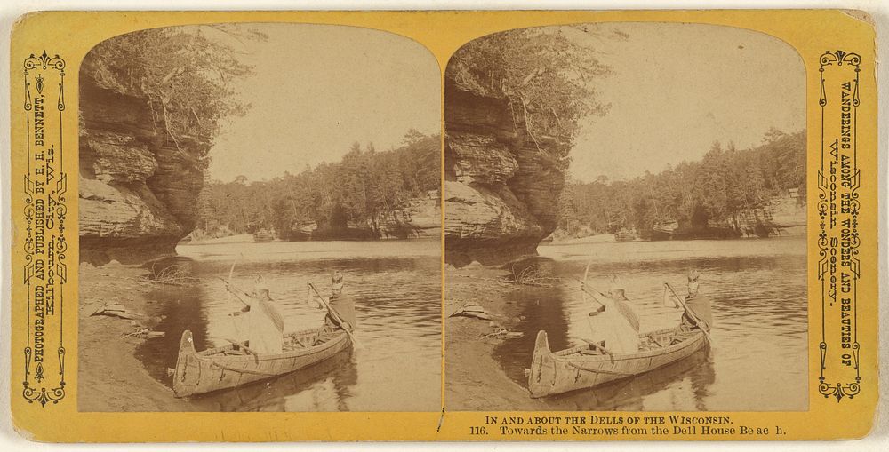 Towards the Narrows from the Dell House Beach. [Wisconsin Dells] by Henry Hamilton Bennett