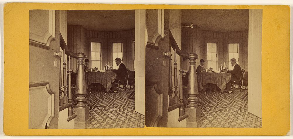 H.F.B[ond] & wife in dining room at Toldeo[,] Ohio by Ezra H Alley