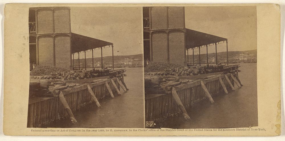 End View of the large Iron Sugar Warehouse at Havana, with the Cabana Hill in the distance. by George N Barnard, Edward and…