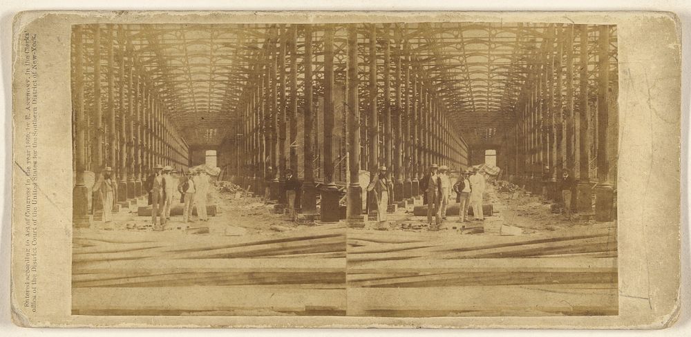Interior View of the large Iron Sugar Warehouse at Havana. by George N Barnard, Edward and Henry T Anthony and Co and Kuhns