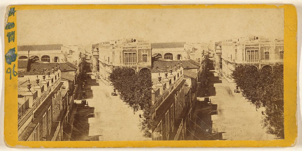 View from the Palace of the Conde de Santovenia, looking up the Calle de Obispo. Havana. by George N Barnard, Edward and…