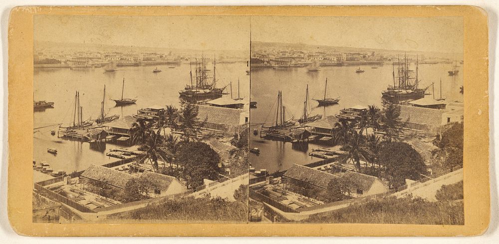 Bird's Eye View of the Harbor and City of Havana, from the Cabana, looking towards the Tacon prison. by George N Barnard…