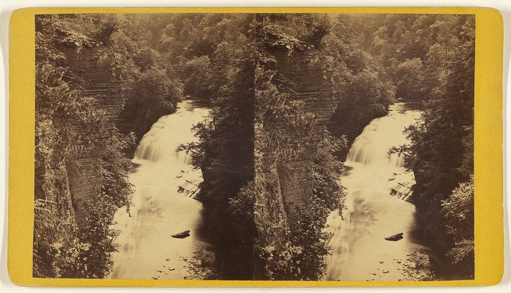 Scenery of Ithaca and Vicinity, N.Y. Looking down from the Chimney Rocks on Forrest Fall, Fall Creek. by Edward and Henry T…