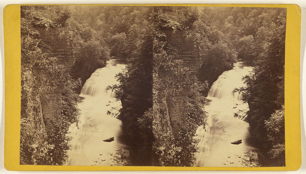 Scenery of Ithaca and Vicinity, N.Y. Looking down from the Chimney Rocks on Forrest Hall, Fall Creek. by Edward and Henry T…
