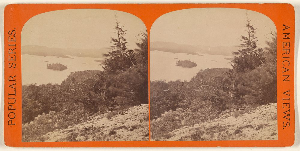 Gems of the Adirondacks. Blue Mountain Lake from Rock Island. Hathornes Rock. by Edward and Henry T Anthony and Co